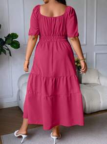 Celure Plus Tie Front Ruffle Hem Dress