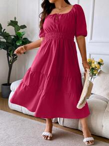 Celure Plus Tie Front Ruffle Hem Dress