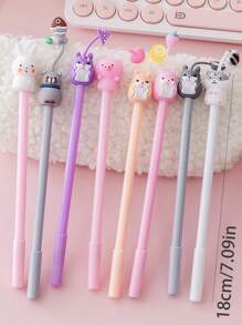 8pcs Cartoon Animal Decor Gel Pen, Cute Portable Multi-purpose Gel Rollerball Pen For Student, Writing, Painting - Multicolor - View 4