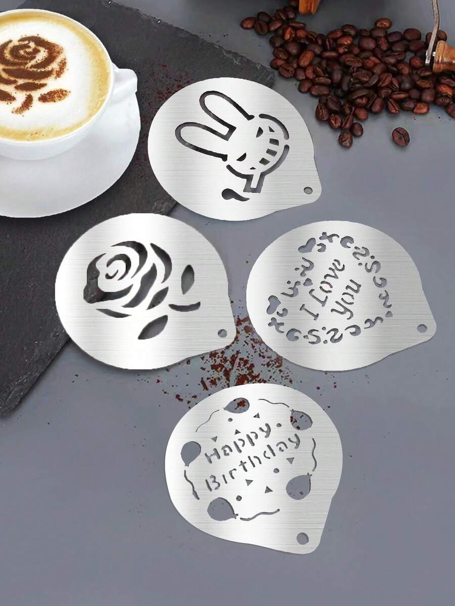 1 pieza Molde con patrón mixto café plata de acero inoxidable café para DIY - Plateado - Ver 1