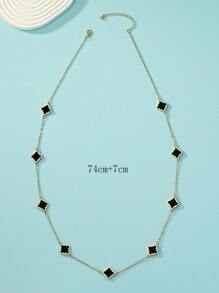 1pc Fashion Iron Alloy Geometric Decor Long Necklace For Women For Daily Life - Black - View 4