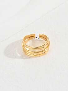 1pc Minimalist Layered Ring Copper Jewelry - Yellow Gold - View 3