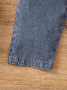 SHEIN Toddler Girls Cut Out Tank Top & Paperbag Waist Trousers - Multicolor - View 5