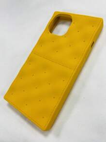 Minimalistic 3d Soda Biscuit Design Silicone Phone Case Compatible With Iphone 14 Pro Max, 13, 12, 11 For Female Users - Yellow - View 3