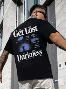 Men Figure & Slogan Graphic Tee - Black - View 4