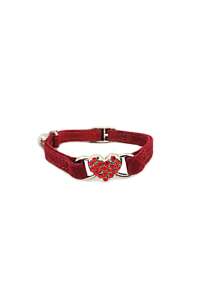 1pc Rhinestone Decor Heart & Cat Shaped Collar, Adjustable Range 20-26cm - Hot Pink - View 2