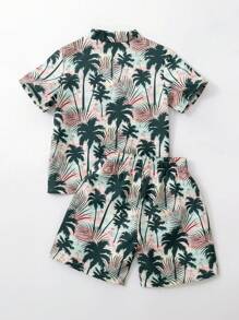 Young Boy Tropical Print Kimono & Beach Shorts - Multicolor - View 2