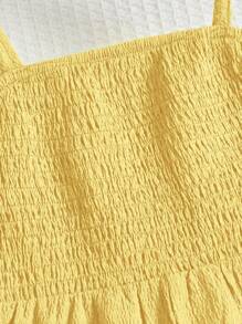 SHEIN Toddler Girls Tie Shoulder Ruffle Hem Cami Romper - Yellow - View 3