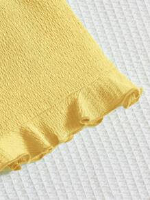 SHEIN Toddler Girls Tie Shoulder Ruffle Hem Cami Romper - Yellow - View 4