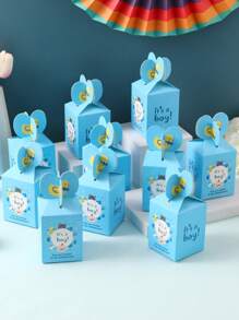 20pcs Paper Gift Box, Modern Letter Graphic Gift Box For Home - Blue - View 2