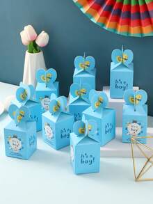 20pcs Paper Gift Box, Modern Letter Graphic Gift Box For Home - Blue - View 5