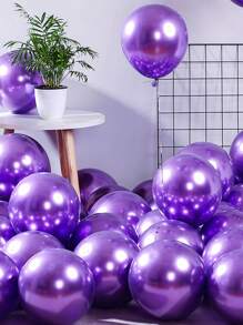 20 chiếc Bong Bóng Cao Su, Bóng Trang Trí Màu Trơn Tối Giản Cho Bữa Tiệc - Màu tím - Xem 2