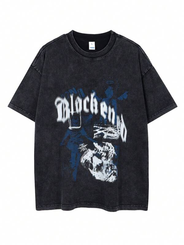 Men Letter Graphic Drop Shoulder Tee