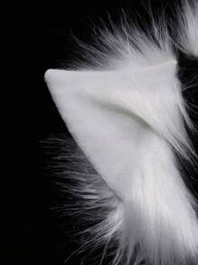 3pcs Women Solid Fuzzy Animal Costume Prop, For Party - White - View 2