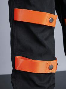 Manfinity EMRG Men Contrast Tape Flap Pocket Cargo Trousers - Black - View 6