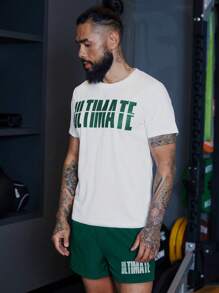 Manfinity Sport Corelite Men Letter Graphic Sports Set, Athletic Suit, Tracksuit - Multicolor - View 1