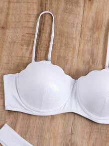 金屬蘇打邊推擠式夏季沙灘比基尼套裝 - 白色 - 查看 3