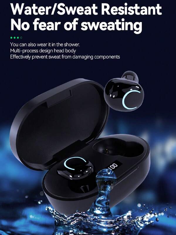 1pc Touch Control Noise-Proof Waterproof Long Lasting Battery Wireless Headset, Compatible With Phone/Tablet/Laptop