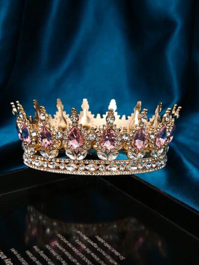 1pc Women Rhinestone Decor Crown Design Luxury Headband, For Decoration Royal Tiaras Halloween
