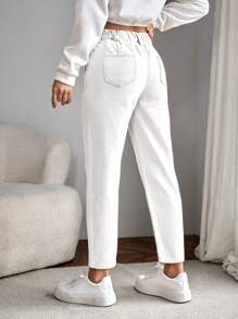 EMERY ROSE High Waist Mom Fit Jeans - White - View 2