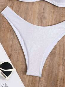 金屬蘇打邊推擠式夏季沙灘比基尼套裝 - 白色 - 查看 4