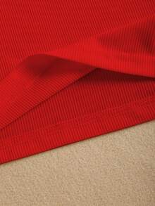 SHEIN Essnce 素色背心上衣 - 紅色 - 查看 6