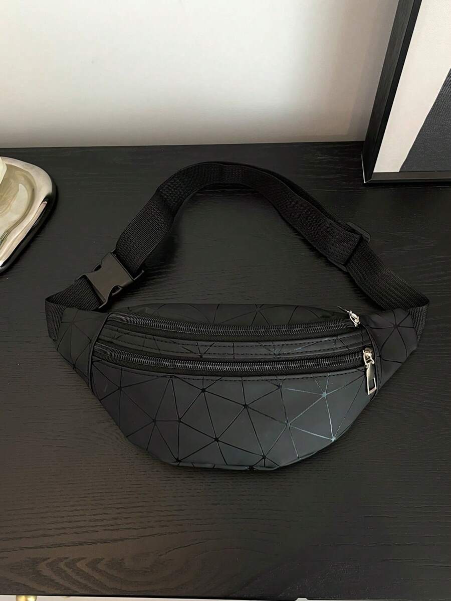 Medium Waist Bag Geometric Pattern - Black - View 1
