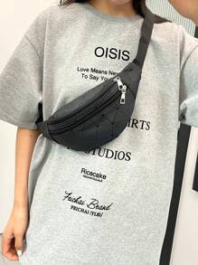 Medium Waist Bag Geometric Pattern - Black - View 3