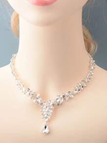 3入組奢華水鑽裝飾首飾套裝適合女士適用於裝飾用品 - 銀色 - 查看 6