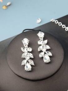 3入組奢華水鑽裝飾首飾套裝適合女士適用於裝飾用品 - 銀色 - 查看 8