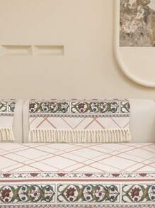 1 Họa Tiết Hoa Tua Rua Trang Trí Sofa Khăn Hiện Đại Polyester Chống Trơn Trượt Ghế Sofa Chăn Cho Phòng Khách - Đỏ - Xem 5