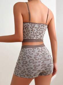 Leopard Print Cami Top & Shorts PJ Set / Pajama Set