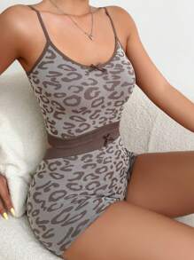 Leopard Print Cami Top & Shorts PJ Set / Pajama Set