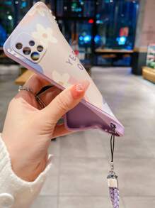 Floral Pattern Phone Case With Lanyard - Multicolor - View 4