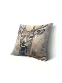 1pc Deer Pattern Cushion Cover Without Filler, Modern Fabric Decorative Throw Pillow Cover For Home