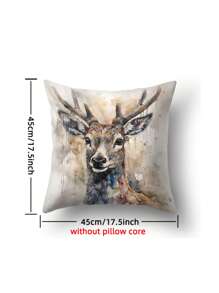 1pc Deer Pattern Cushion Cover Without Filler, Modern Fabric Decorative Throw Pillow Cover For Home