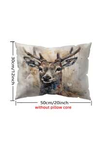 1pc Deer Pattern Cushion Cover Without Filler, Modern Fabric Decorative Throw Pillow Cover For Home