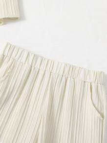 SHEIN Girls Solid Cami Top & Pants & Button Front Shirt - Multicolor - View 4