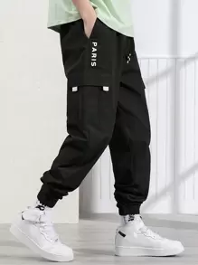 Manfinity Hypemode Quần Nam Dây kéo Túi Lá thư Đường phố - màu đen - Xem 1