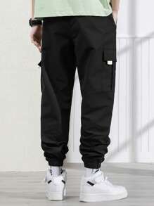 Manfinity Hypemode Quần Nam Dây kéo Túi Lá thư Đường phố - màu đen - Xem 2