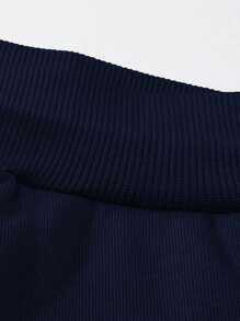 Manfinity LEGND Men Playing Card Print Sweatshirt & Drawstring Waist Shorts - Navy Blue - View 3