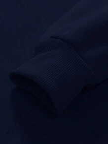 Manfinity LEGND Men Playing Card Print Sweatshirt & Drawstring Waist Shorts - Navy Blue - View 4