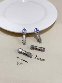 4 cái kẹp tóc trang trí bằng đá rhinestone - Bạc - Xem 2