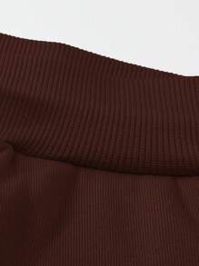 Manfinity LEGND Men Letter Graphic Sweatshirt & Drawstring Waist Shorts - Coffee Brown - View 3