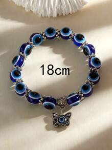 1入組時尚合成樹脂邪惡之眼裝飾串珠手鏈適合女士適用於日常 - 彩色 - 查看 3