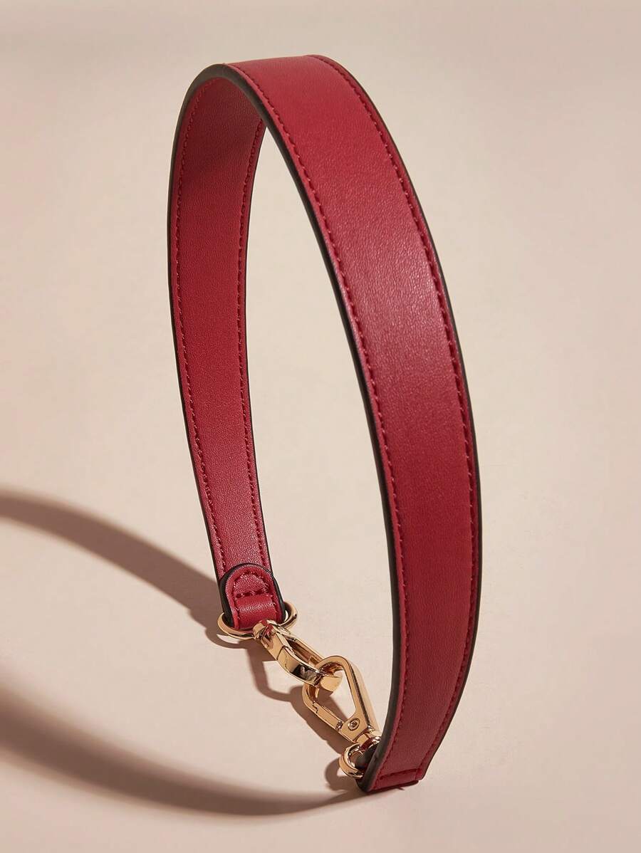Sac à bandoulière en PU 100% avec poignée, sangle de sac courte avec boucle dorée, sangle à bandoulière longue - Rouge - Voir 1