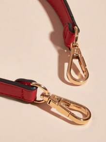 Sac à bandoulière en PU 100% avec poignée, sangle de sac courte avec boucle dorée, sangle à bandoulière longue - Rouge - Voir 4
