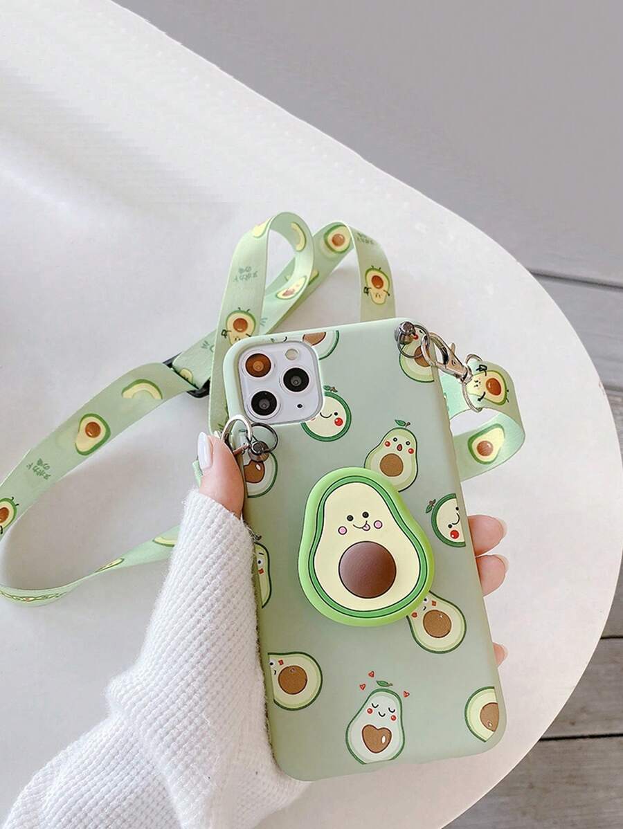 Funda para móvil con patrón de aguacate con acollador - Verde - Ver 1