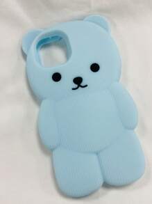 可愛的3D卡通糖果熊手機殼，適用於蘋果iPhone 14/13/11/Xs Max/Xr/8 Plus等機型。 - 淺藍色 - 查看 1