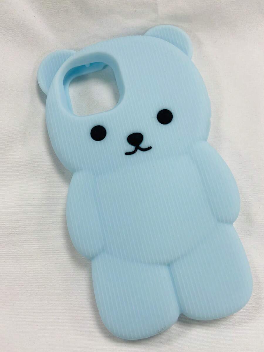 可愛的3D卡通糖果熊手機殼，適用於蘋果iPhone 14/13/11/Xs Max/Xr/8 Plus等機型。 - 淺藍色 - 查看 1